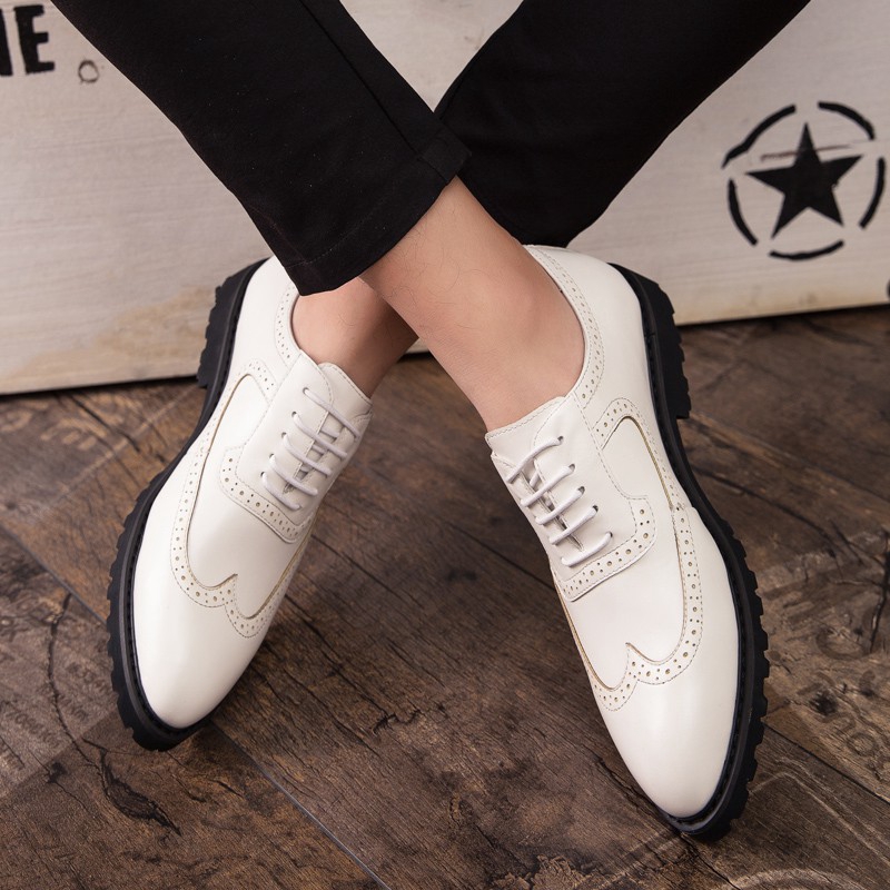 white leather shoes