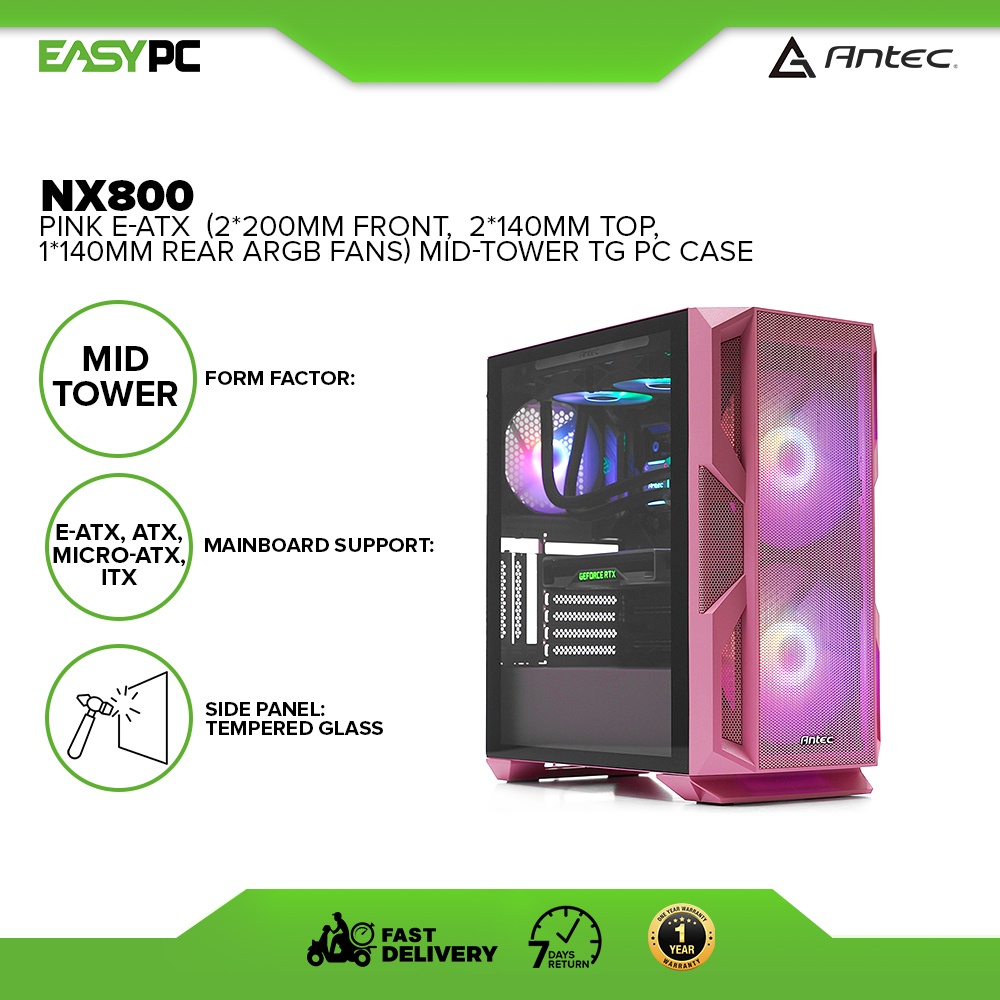 Antec NX800 Pink E-ATX Mid-Tower TG PC Case 19GLO | Shopee Philippines