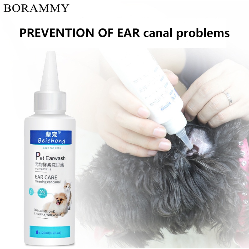 BORAMMY 120 ml Ear Cleaner for Dog Cat Dog Mites Odor Removal Dog Ear Infection Ear Drops for Cats #2