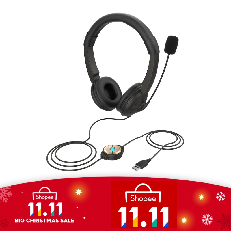 [TOP] USB Wired Headset with Noise Cancelling Microphone On Ear