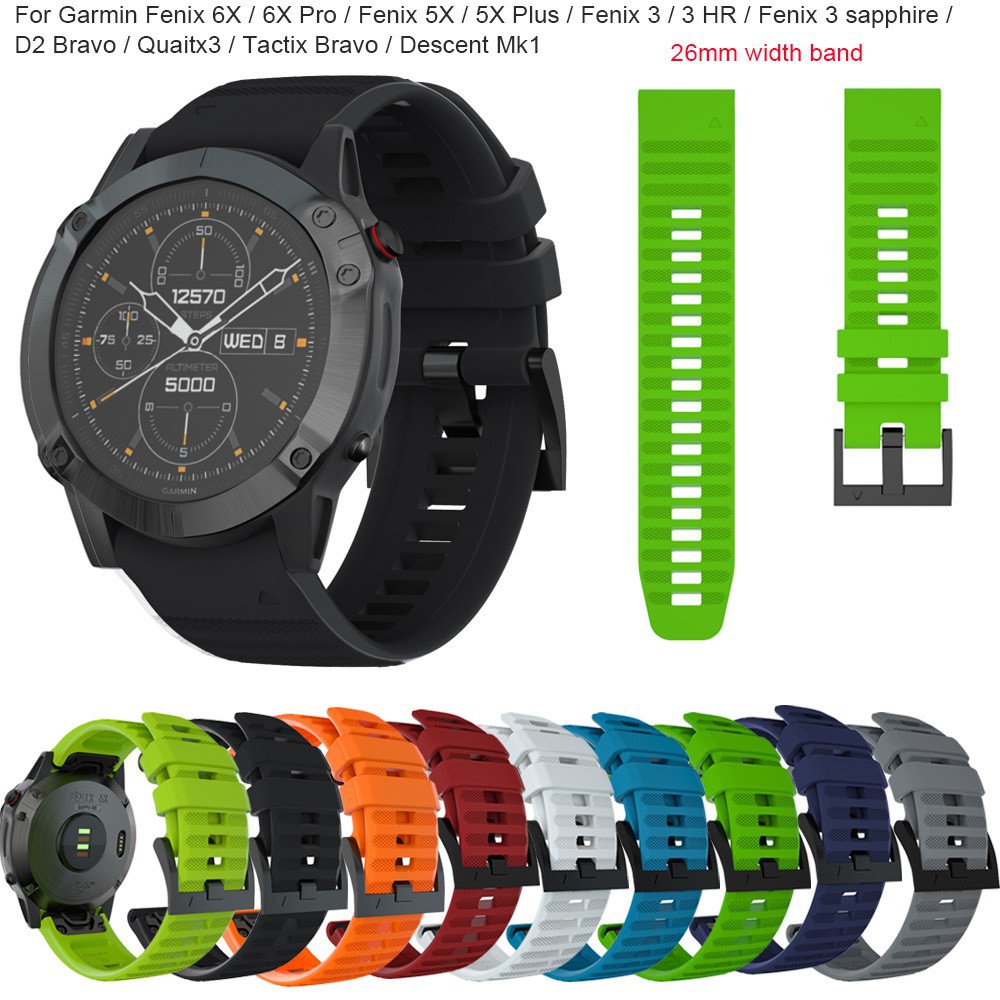 Garmin 6X/6X Pro/Fenix 5X/5X Plus/Fenix 3/3 hr/Quatix 3/Descent Silicone Watch Strap Band | Shopee Philippines