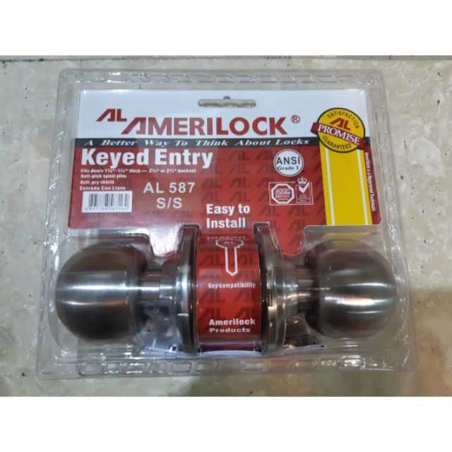 Amerilock Round Doorknob Door Lock AL-587 Globe Shaped Stainless Steel ...