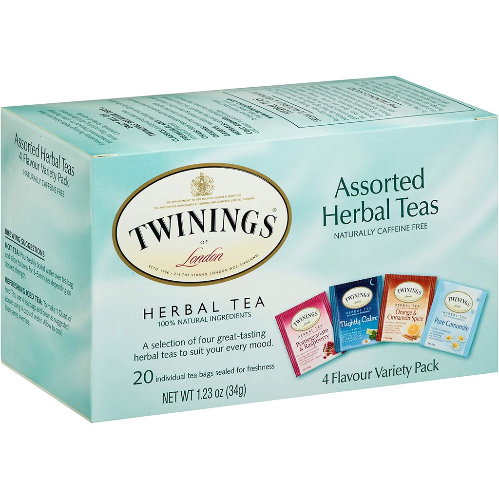 Twinings, Assorted Herbal Teas, Variety Pack, Caffeine Free, 20 Tea