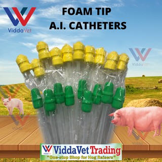 10 pcs Foam tip A.I. Catheters w/ end cap for sows/gilts (pig) artificial inse.mination swine