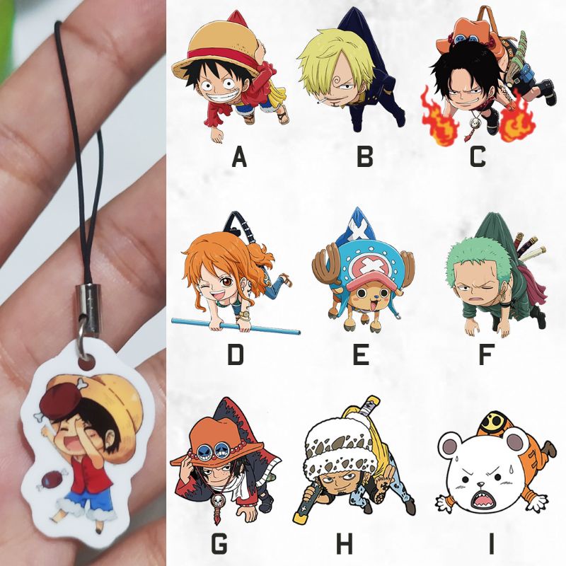 047 One Piece Anime Phone Charms CP Lariat Anime Keychains One Piece Keychain Luffy Shopee
