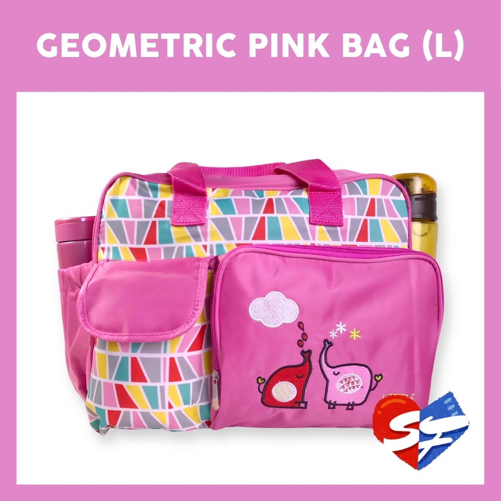 STAR BABY Geometric Pink Baby Bag for Child Girls Water Resistant