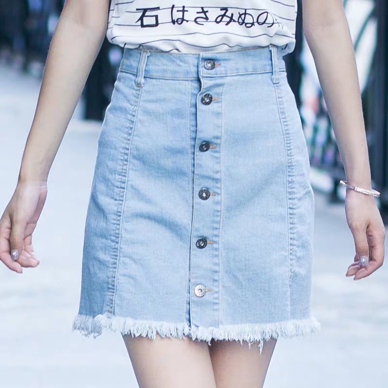 high waist jeans skirt