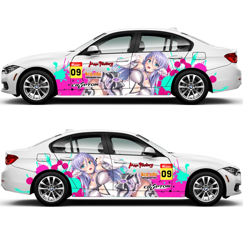 Anime Girl Car Sticker, Anime Car Vinyl Decal, Racing car decal, Anime ...
