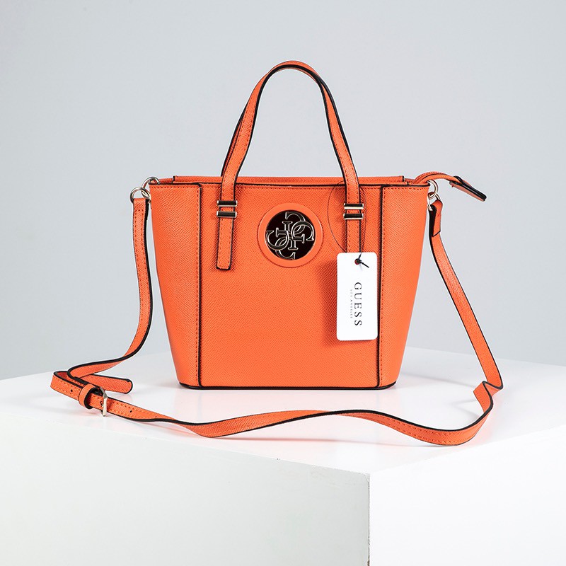 guess orange handbag