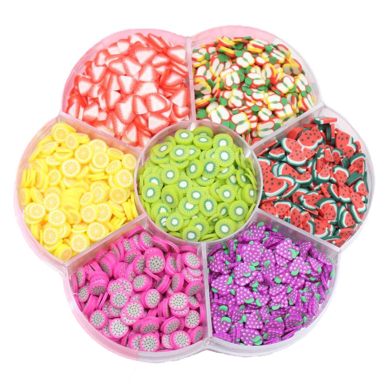 1000PCS Assorted Polymer Clay Cane Slices for Charms Phones Nail Arts Slime 