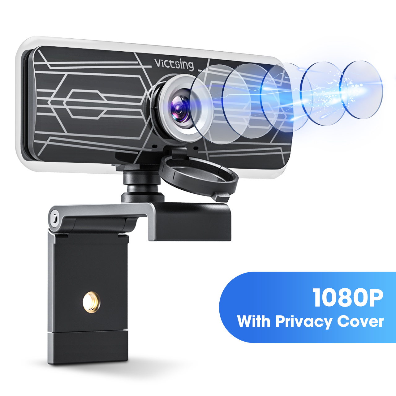 VictSing PC317 1080P cam Noise Reduction Dual Microphones & Privacy