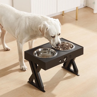 Adjustable Elevated Dog Bowl Table with Double Stainless Steel Bowl Raised Dog Cat Stand