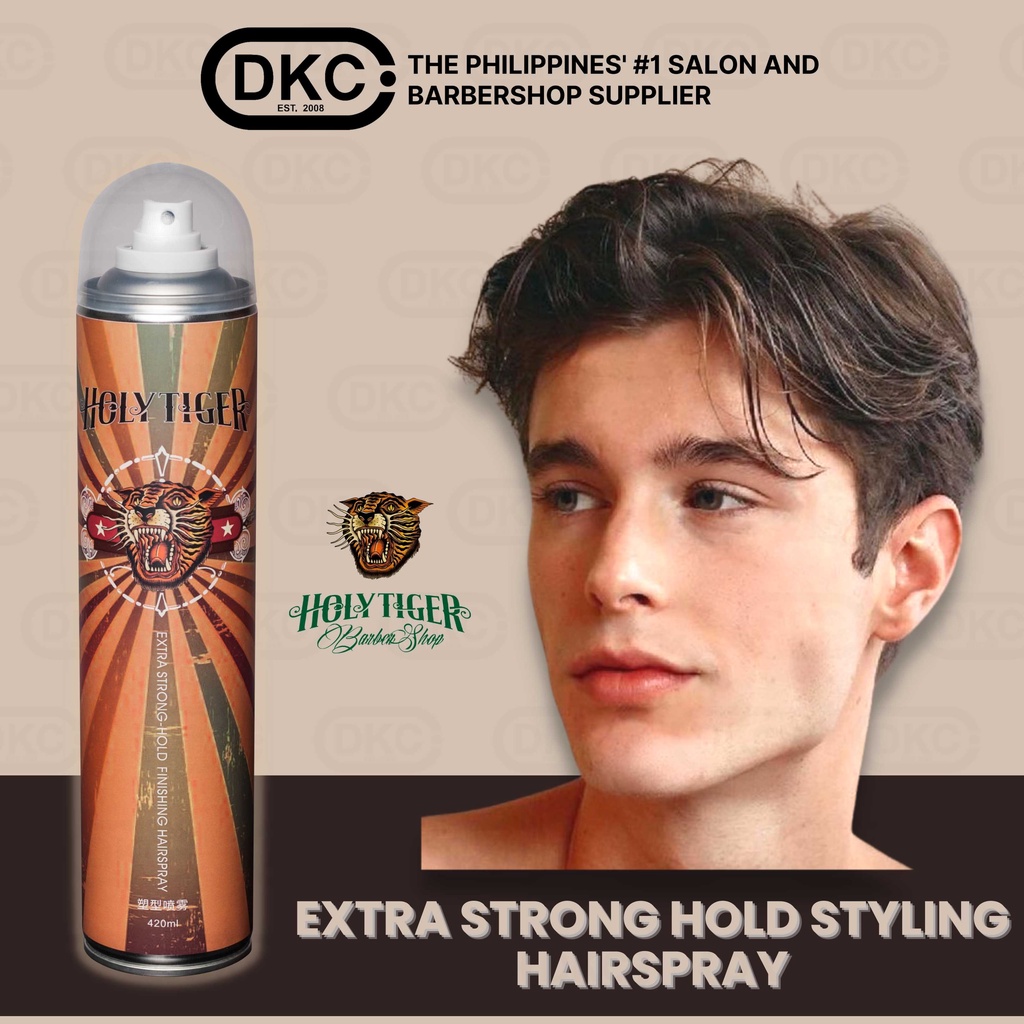 Holy Tiger Extra Strong Hold Finishing Hair Spray 420ml for Barbershop;  Styling Spraynet for Men DKC | Shopee Philippines