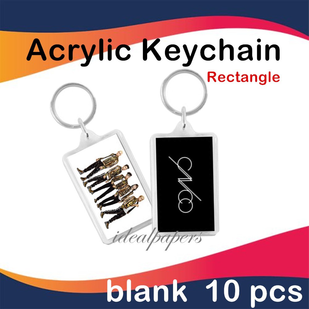 10 pcs Acrylic Rectangle blank keychain Photo Insert diy keychain