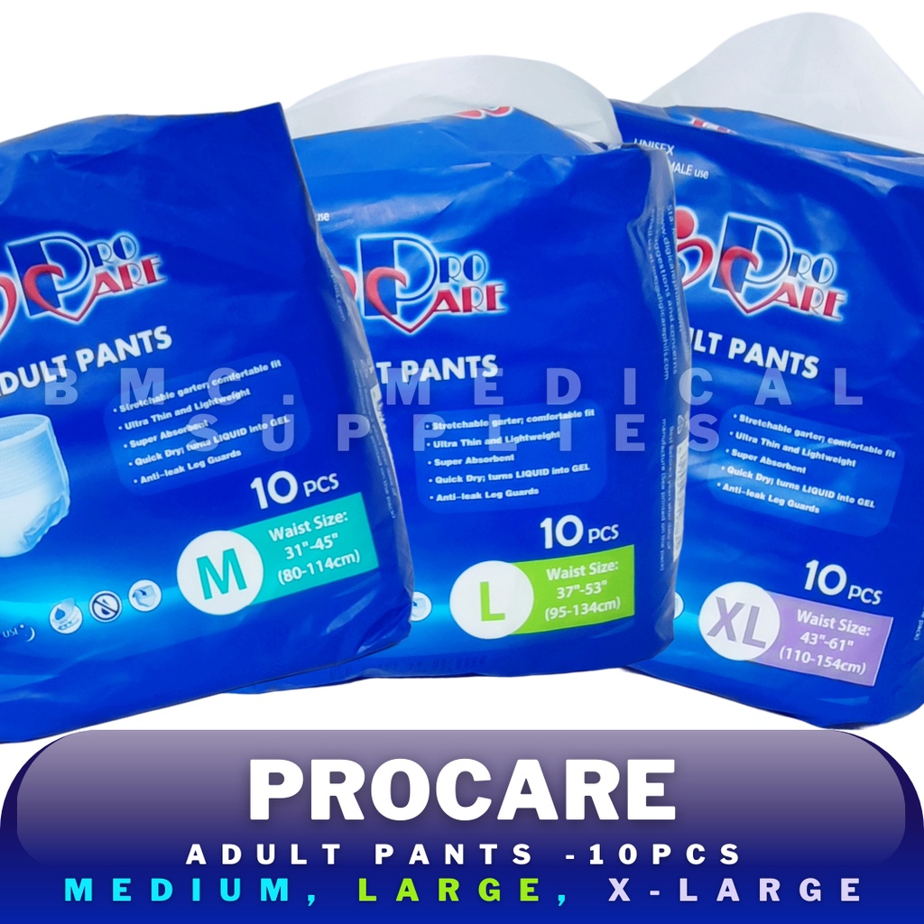 Procare Adult Diaper Pants (Pack of 10s) Medium, Large, XLarge US