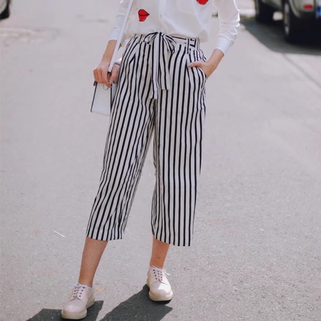 black and white striped square pants