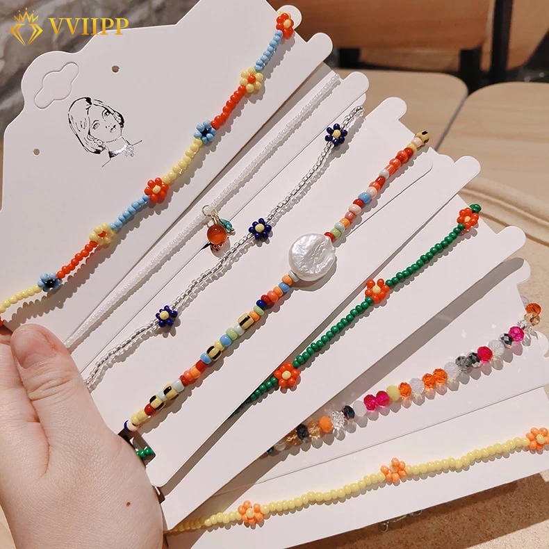Simple Seed Beads Strand Necklace Women String Beaded Short Choker