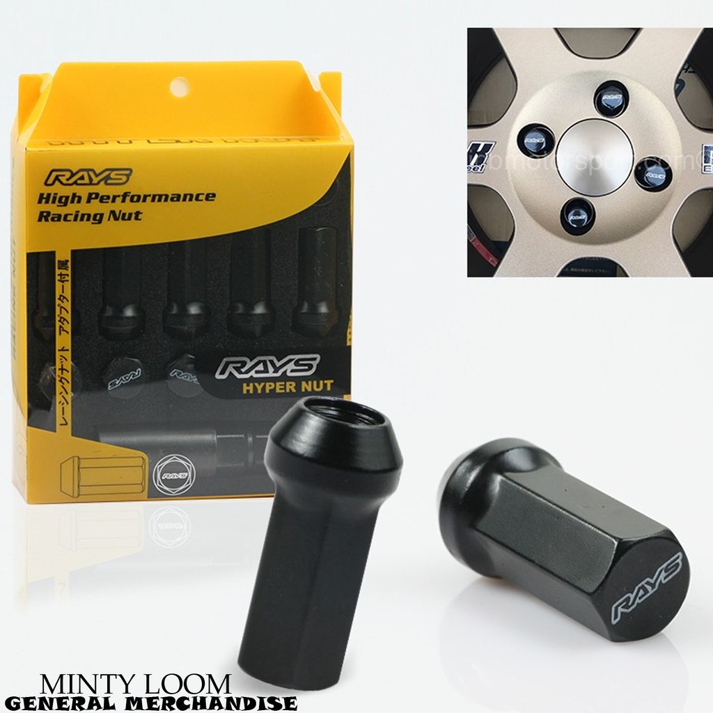 Rays Hyper Nut Steel Lug Nut 12mm X 1.5mm 20 Pcs.(Black) Shopee