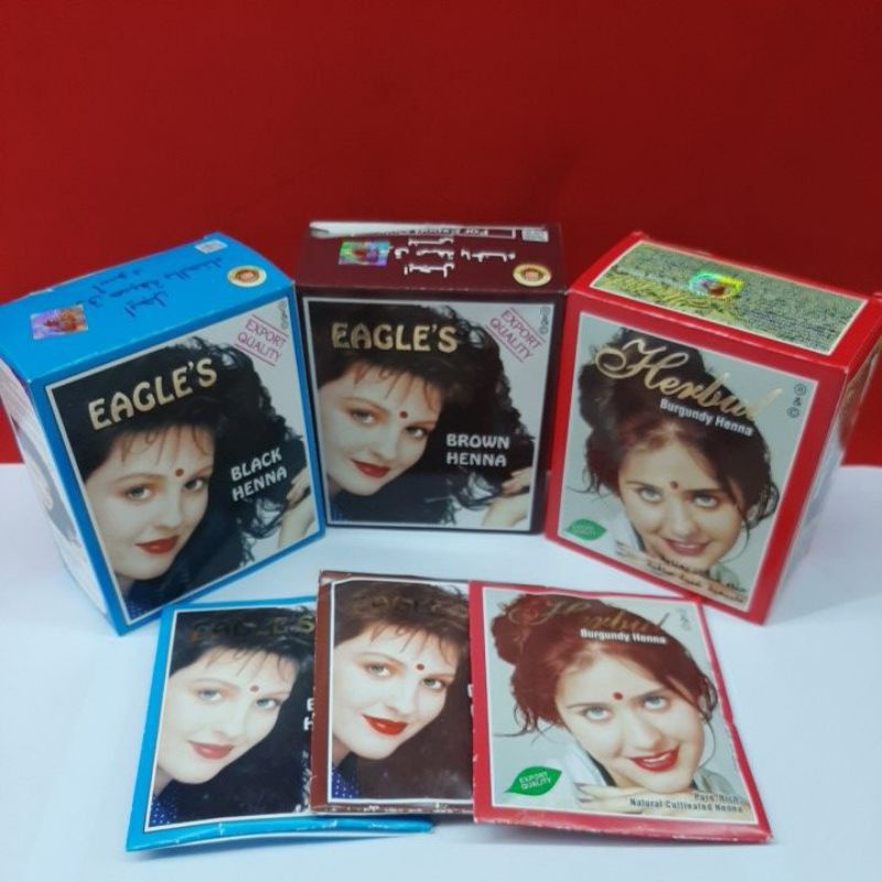 Henna EAGLE'S HAIR Color BLACK, BROWN, BURGUNDY 10x6 Packs/BOX