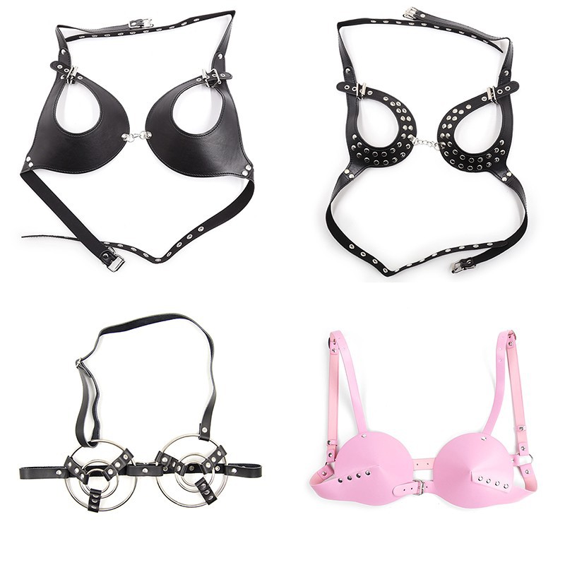 Sexy Bra Leather Underwear Breast Corset Training Flirting Bondage Gear Set Sex Flogger Torture