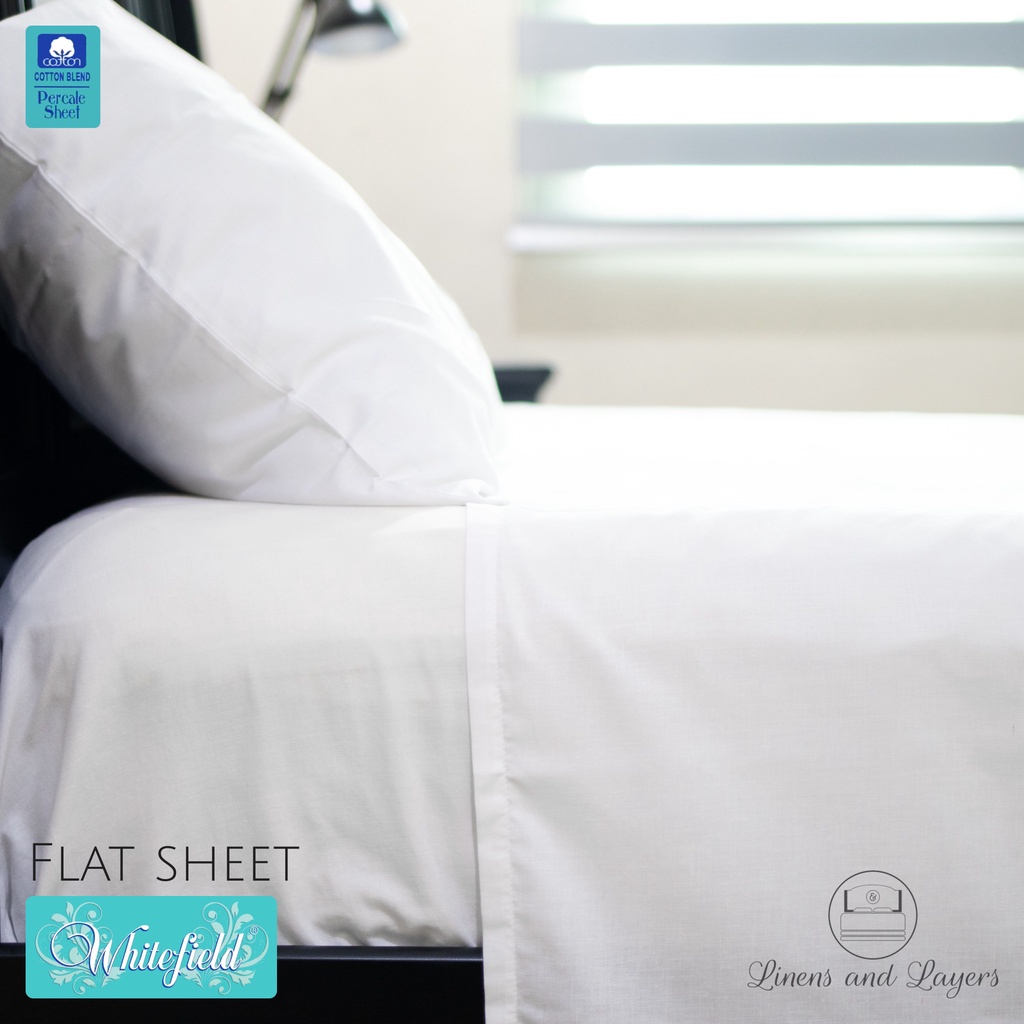 Whitefield White Flat Sheet / Top Sheet / Bed Sheet / Kobrekama