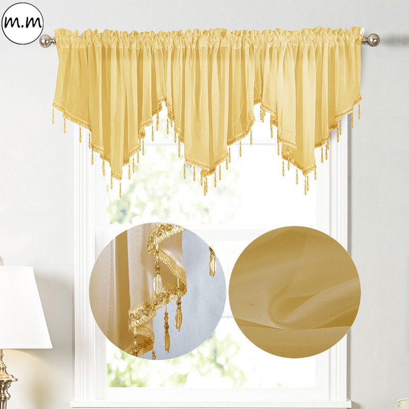 Swag Curtain Rod Pocket Scalloped Curtain Valance Sheer Lace Panels ...