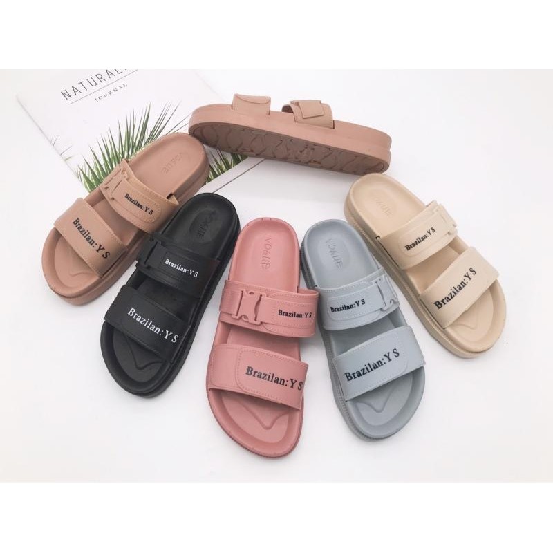 《BiuBiu》korean summer fashion two strap rubber slippers women shoes（add ...