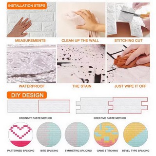 Stickers oil proof Easy self-adhesive design Decor Foam Waterproof Wall Covering #6