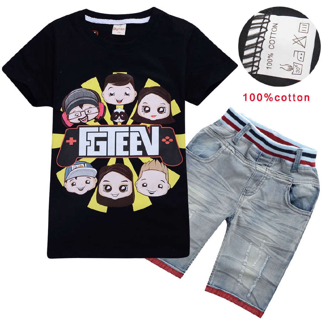 Fgteev Kids T Shirts Shorts Jeans Suit For Boys And Girls Two Piece Set Pure Cotton Ready Stocks Shopee Philippines - details about roblox fgteev childrens suit short sleeved t shirt two piece childrens casual