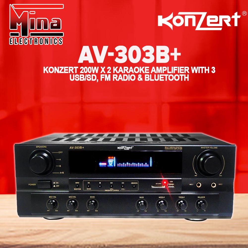 Konzert AV303B+ 200W x 2 Multi Media Karaoke Amplifier with FM