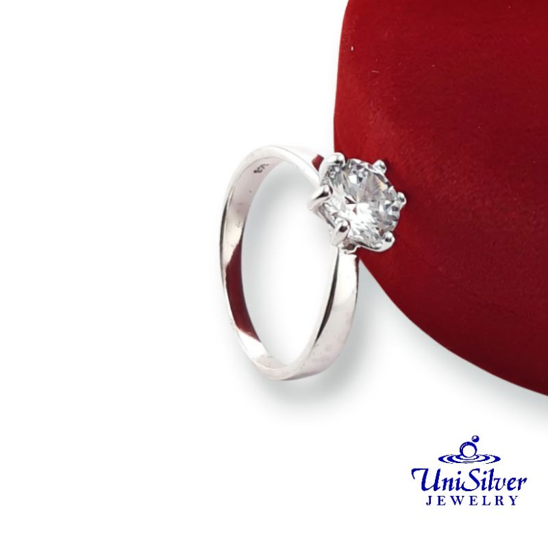 Unisilver 925 Sterling Silver Solitaire Ring (RS0334001) Shopee