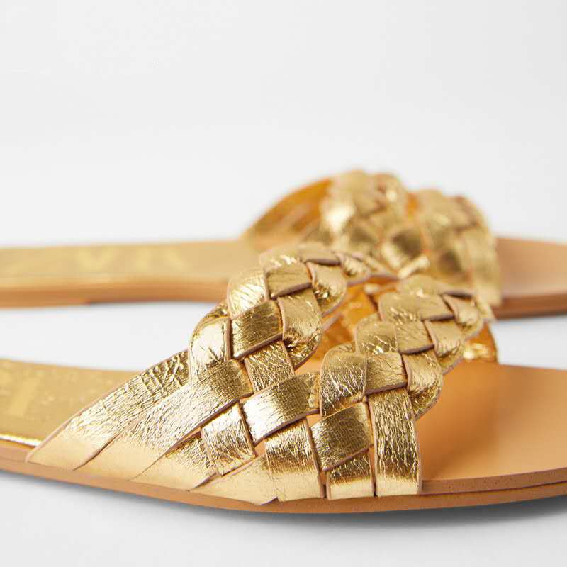 zara gold flat sandals