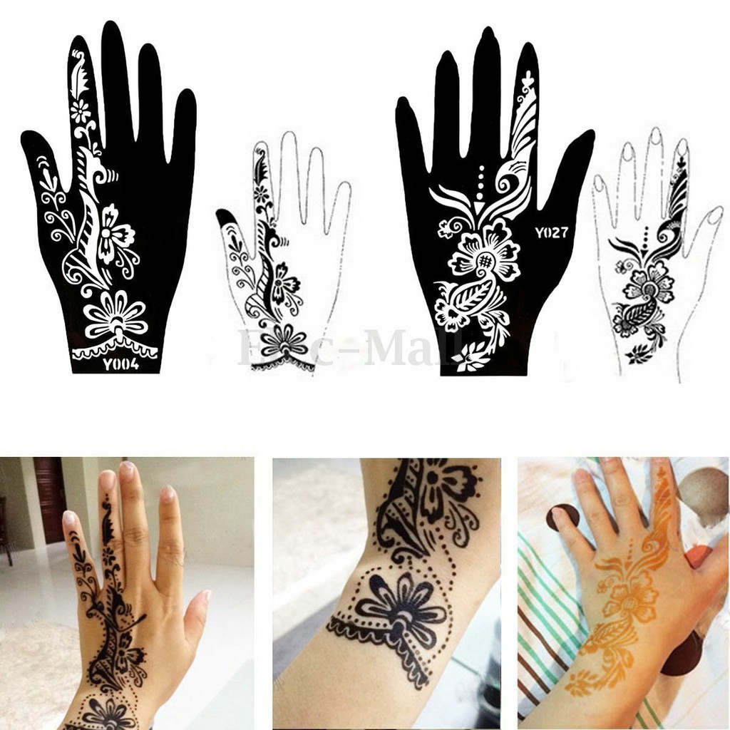 Hand India Henna Temporary Tattoo Stencil Stickers Body Art Airbrush ...