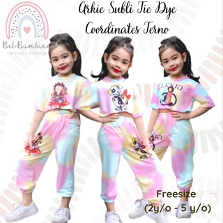 BTKart [New Trend] Arkie Subli Tie Dye Terno Jogger Pants Street Baby Girls Fashion Outfit OOTD| Gir #1