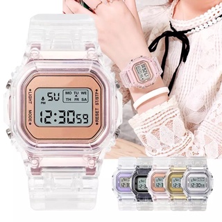 Relo Fashion vintage watch for unisex watche PU Transparent Stainless sport watch DW5600 #6