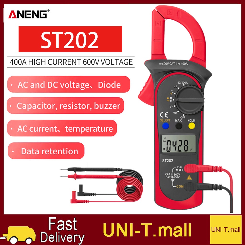 ANENG ST202 Digital Multimeter 4000count Resistance Transistor Tester ...