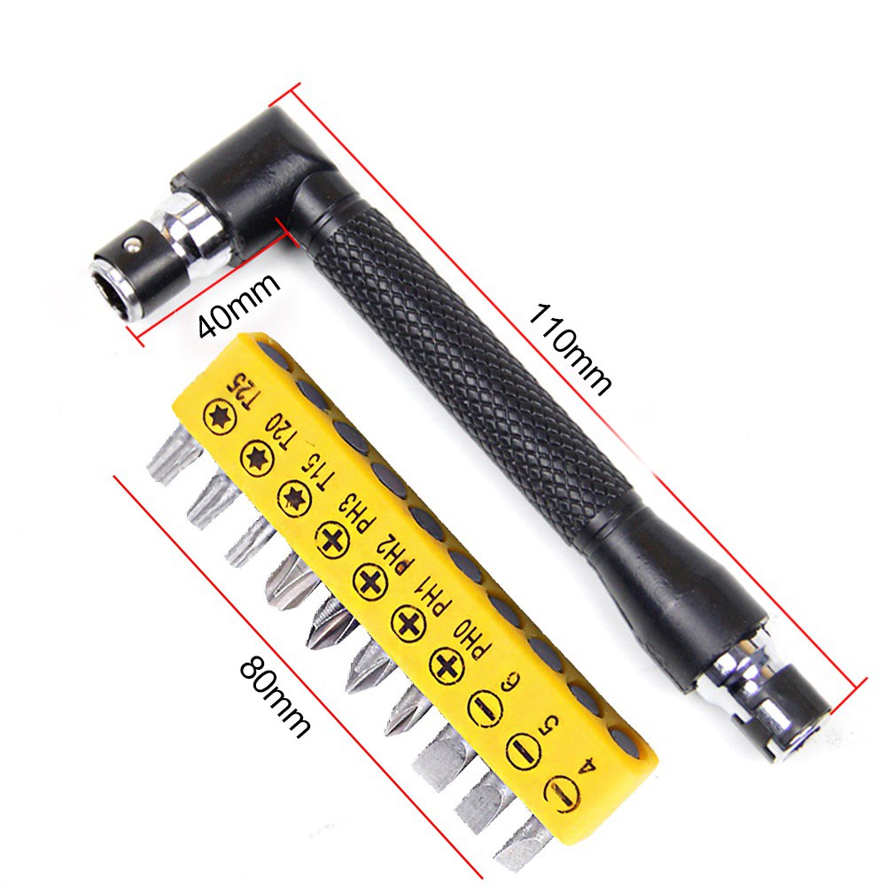 Right Angled Offset Ratchet Screwdriver Set Torx Rolson L Wrench+10 Batches Tool 