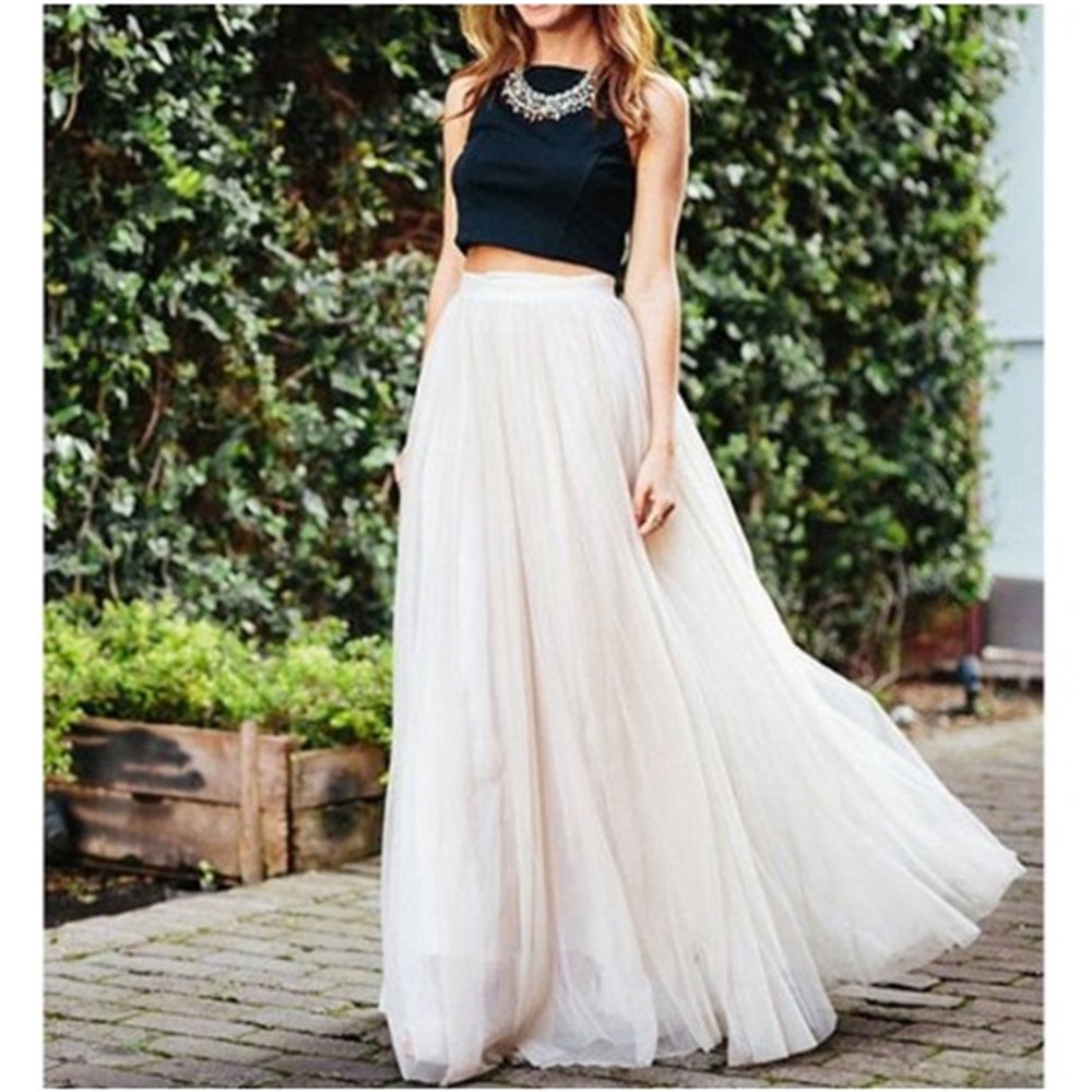 high waisted full maxi skirt