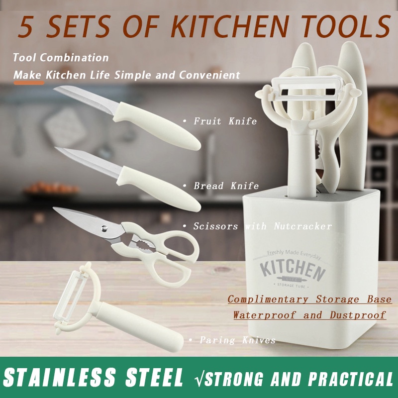 6PCS Kitchen Knife Set SUS Kitchen Knife Kitchen Scissors Egg Beater