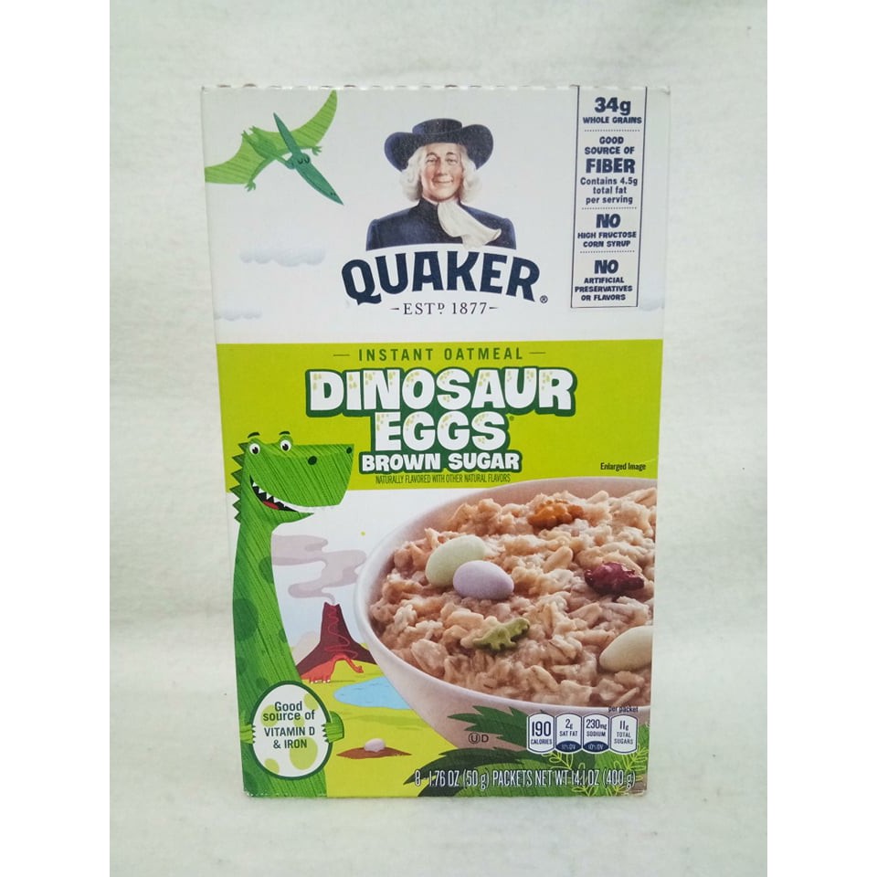 Quaker Instant Oatmeal DINOSAUR EGGS Brown Sugar 8 PACKETS (50g) 14oz