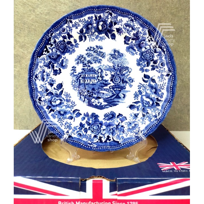 Royal Wessex Tonquin Blue Dinner Plates Blue & White Flora Set of 4
