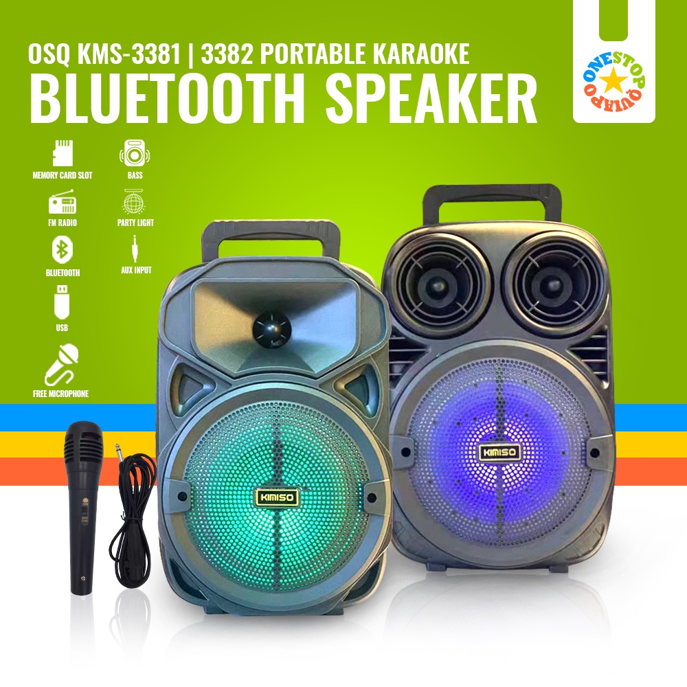 Kimiso Portable Bluetooth Speaker Karaoke KMS3381 KMS3382 with Mic