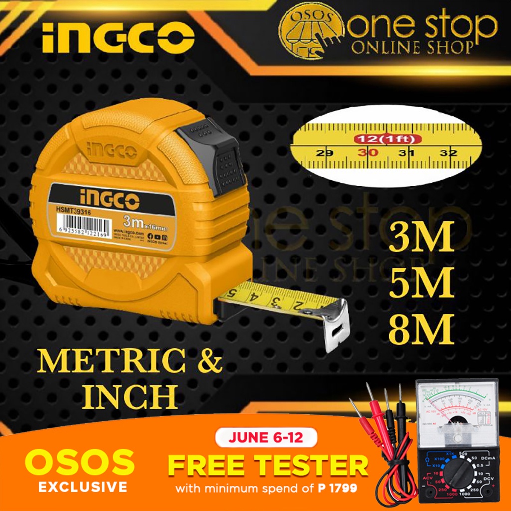 Ingco Steel Measuring Tape 3m 5m 8m YELLOW With metric and inch