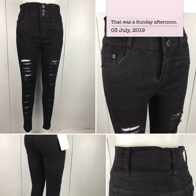 black high waisted jeans 3 buttons