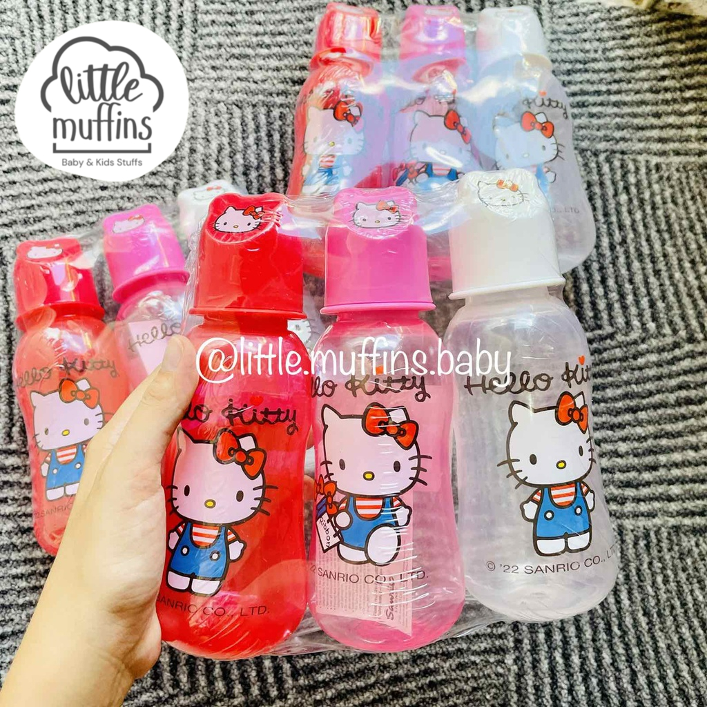 New!! Hello Kitty Baby F. Bottle 12oz Reg. Neck w/ Silicone Nipples 3's Pack (White, Red & Pink)
