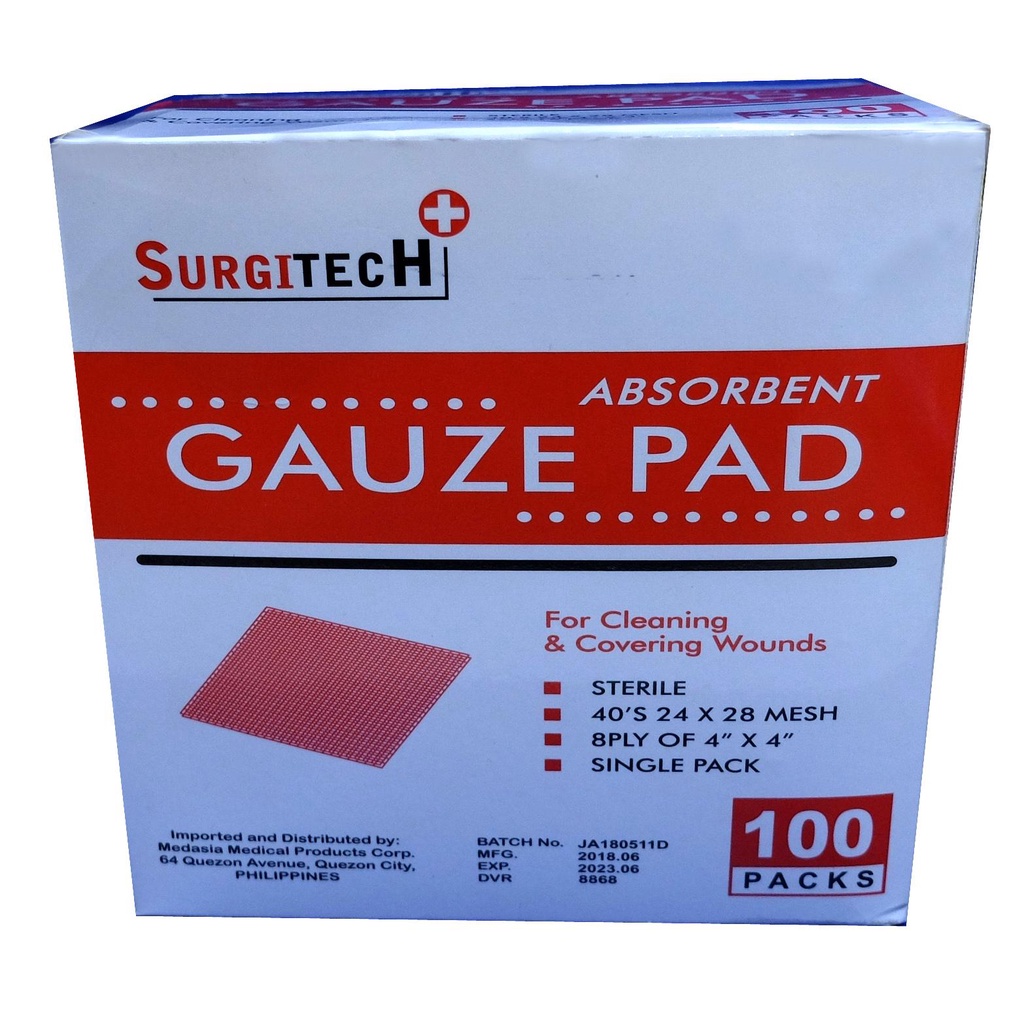 Sterile Gauze Pad 4x4x8 (1 Box-100 Pcs) (Surgitech) MIX-J | Shopee ...