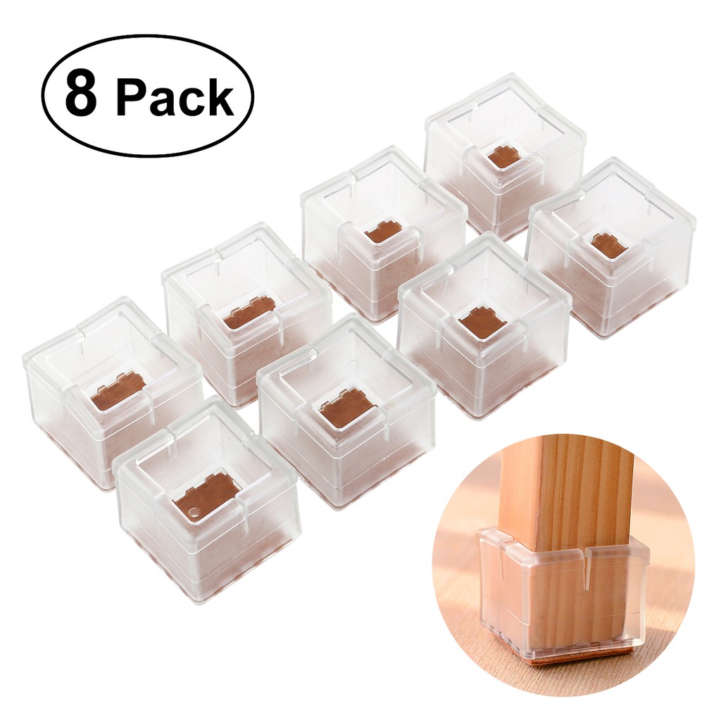 8pcs Square Silicone Chair Leg Caps Feet Pads Furniture Table