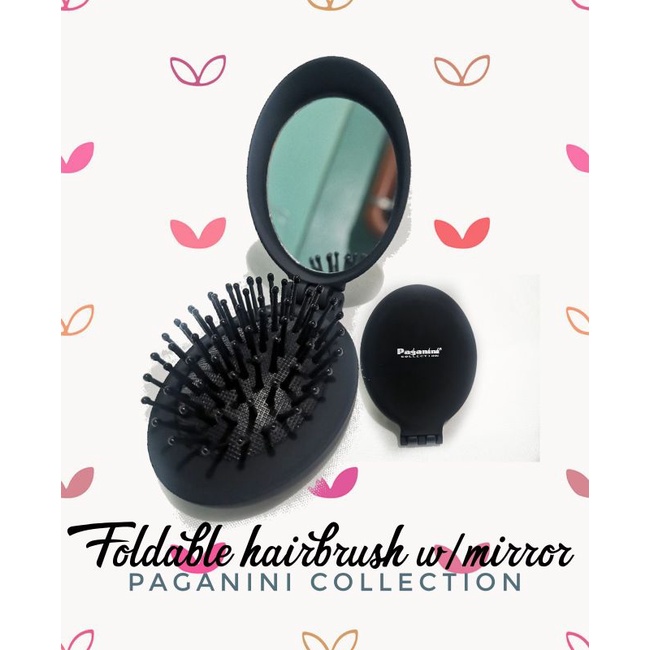 Foldable brush w/ mirror, paganini collection, compact hairbrush, hairbrush,  Foldable mirror & brush | Shopee Philippines