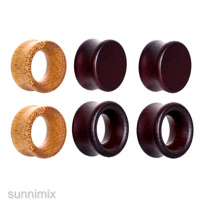 [SUNNIMIX] 3 Pairs Lot Antique Wooden Ear Gauges 8mm20mm Ear Plugs