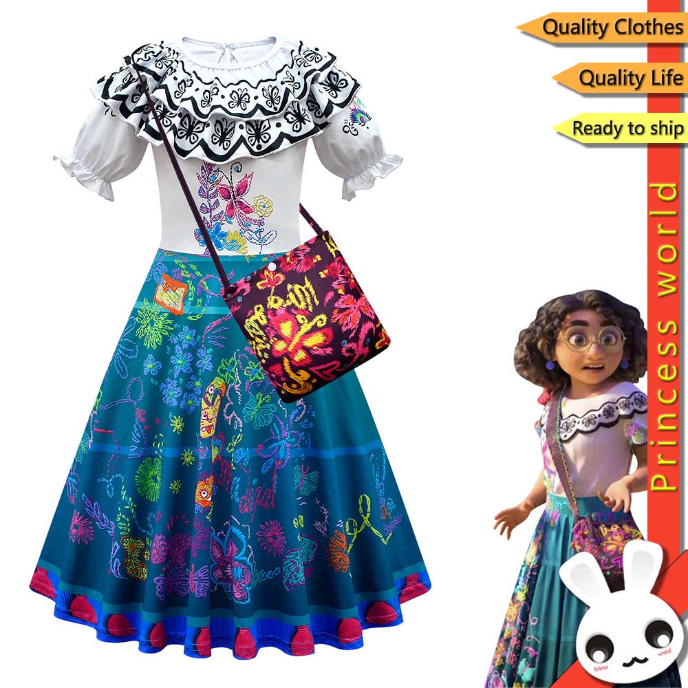 Disney Encanto Mirabel Clothes Cosplay Costume Kids Girl Dress Fancy ...